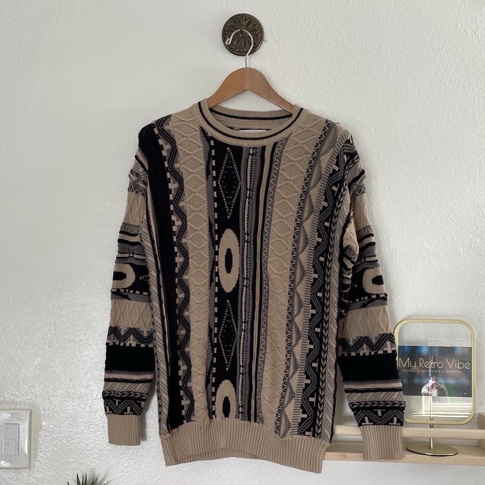 Anthropologie Sweater 3D Knit Textured Earth Tones Men's Small
